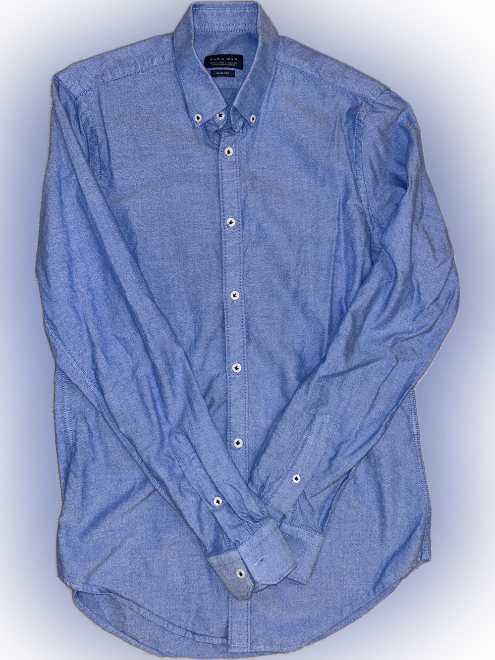 Zara Light Blue Long-Sleeve Button-Down Shirt